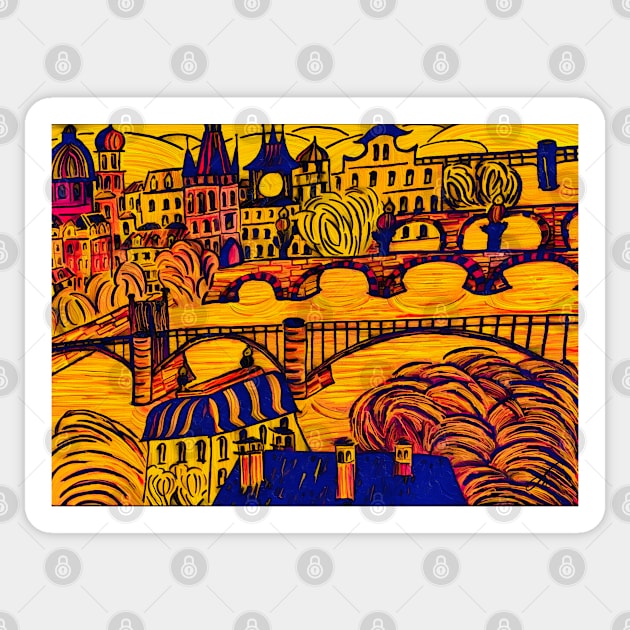 Prague - Golden City No. 1 Sticker by asanaworld